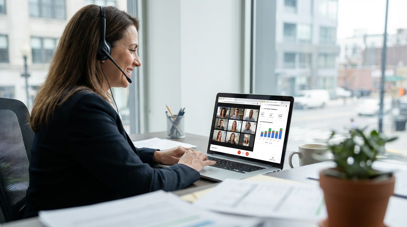 Loan officer on video call